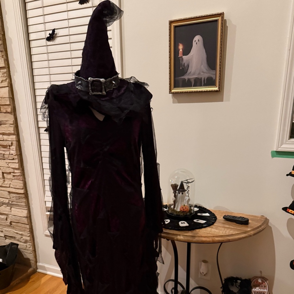 Elegant Black Long Sleeve Witch Dress